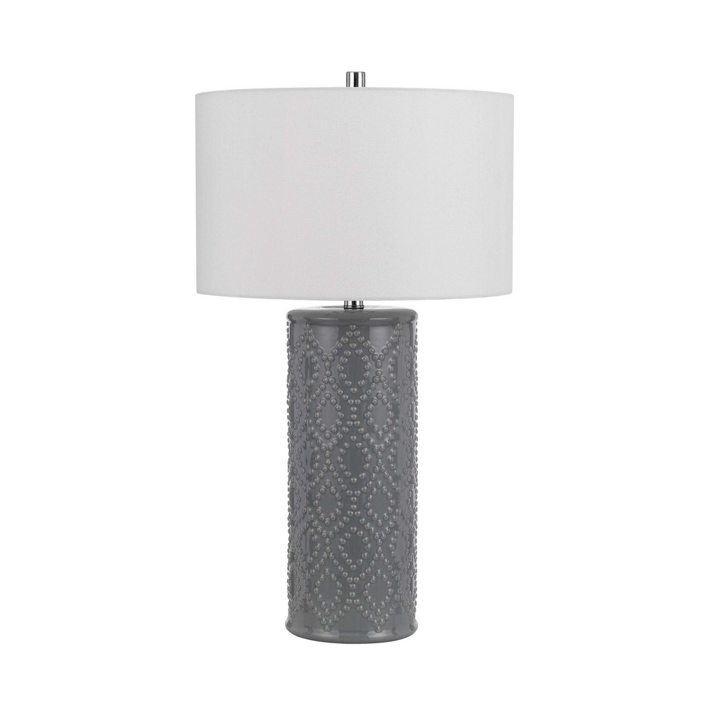 29 Inch Accent Table Lamp Set of 2 Tall Cylinder Ball Finial Accent Gray-zoom-2