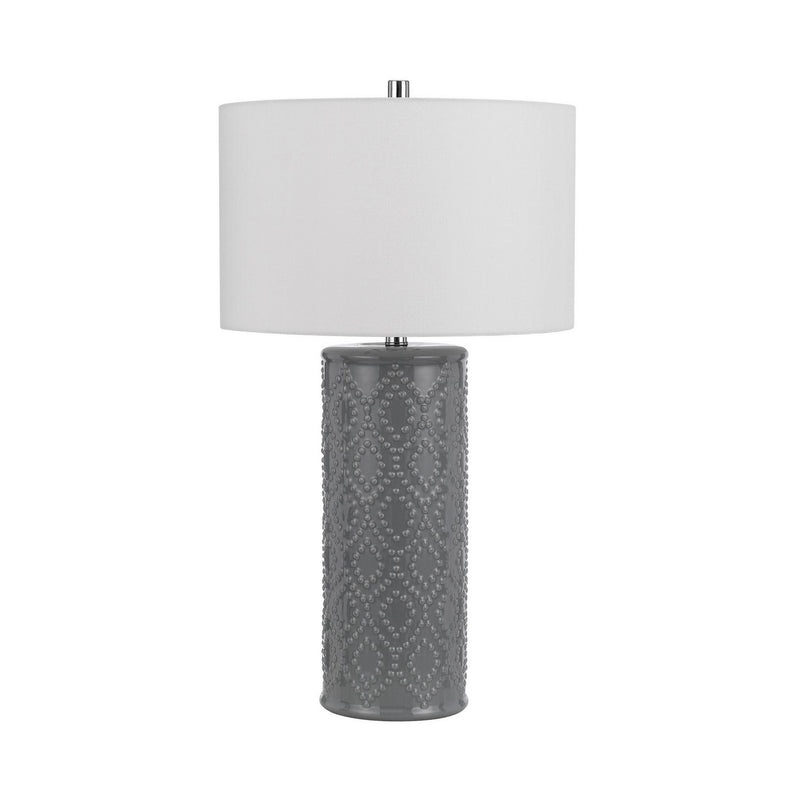 29 Inch Accent Table Lamp Set of 2 Tall Cylinder Ball Finial Accent Gray-zoom-