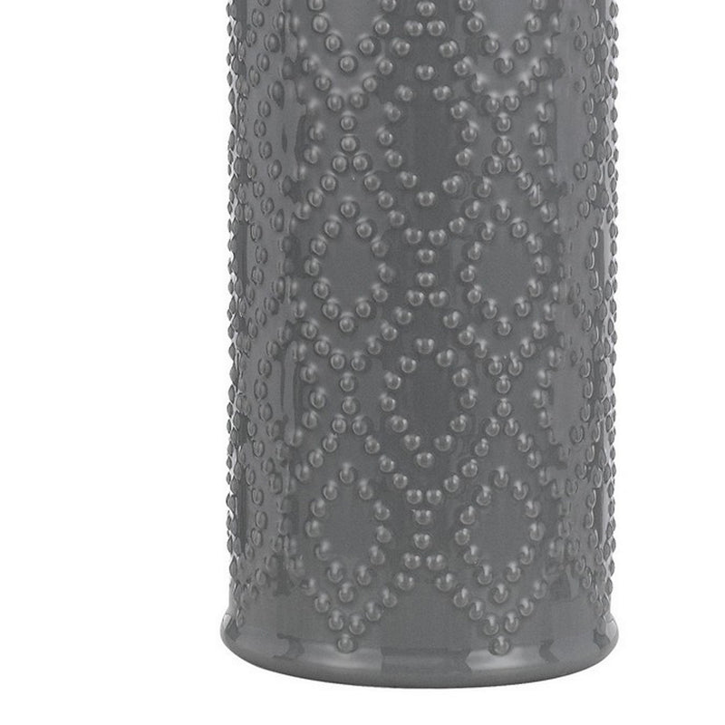 29 Inch Accent Table Lamp Set of 2 Tall Cylinder Ball Finial Accent Gray-zoom-