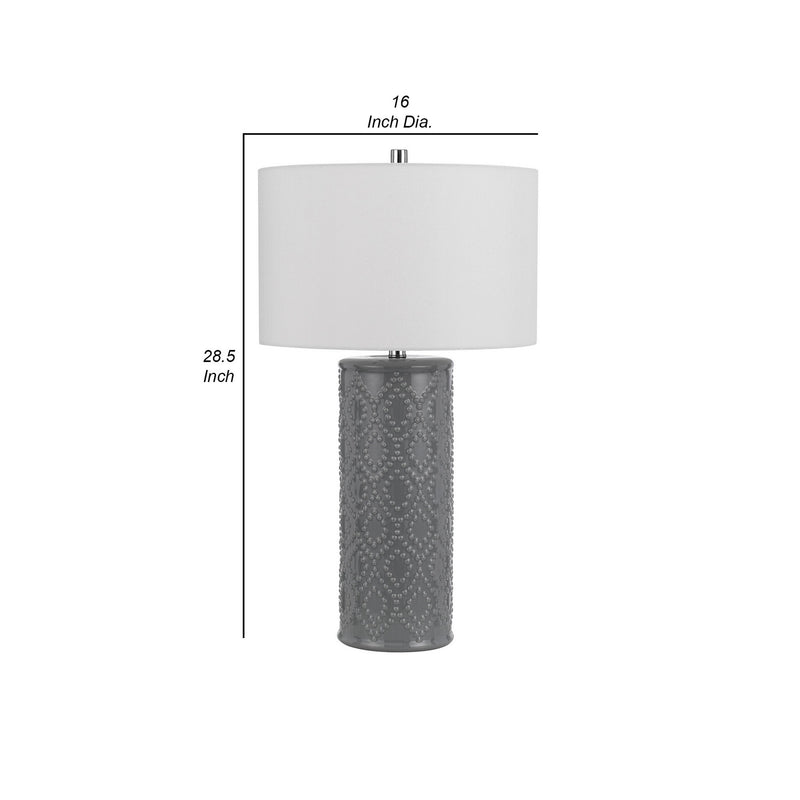 29 Inch Accent Table Lamp Set of 2 Tall Cylinder Ball Finial Accent Gray-zoom-