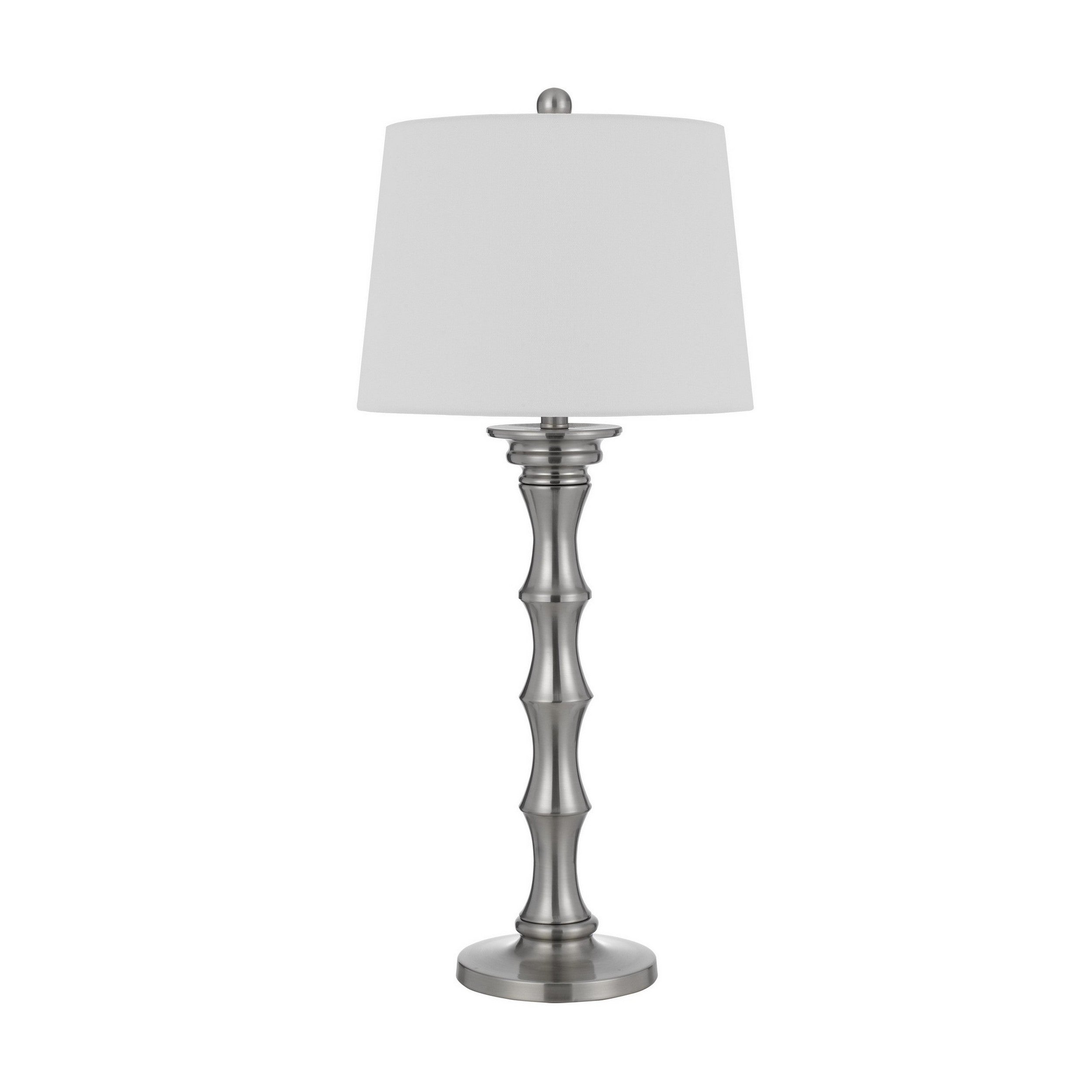 Noah 33 Inch Accent Table Lamp Set of 2 Turned Pedestal Base Silver