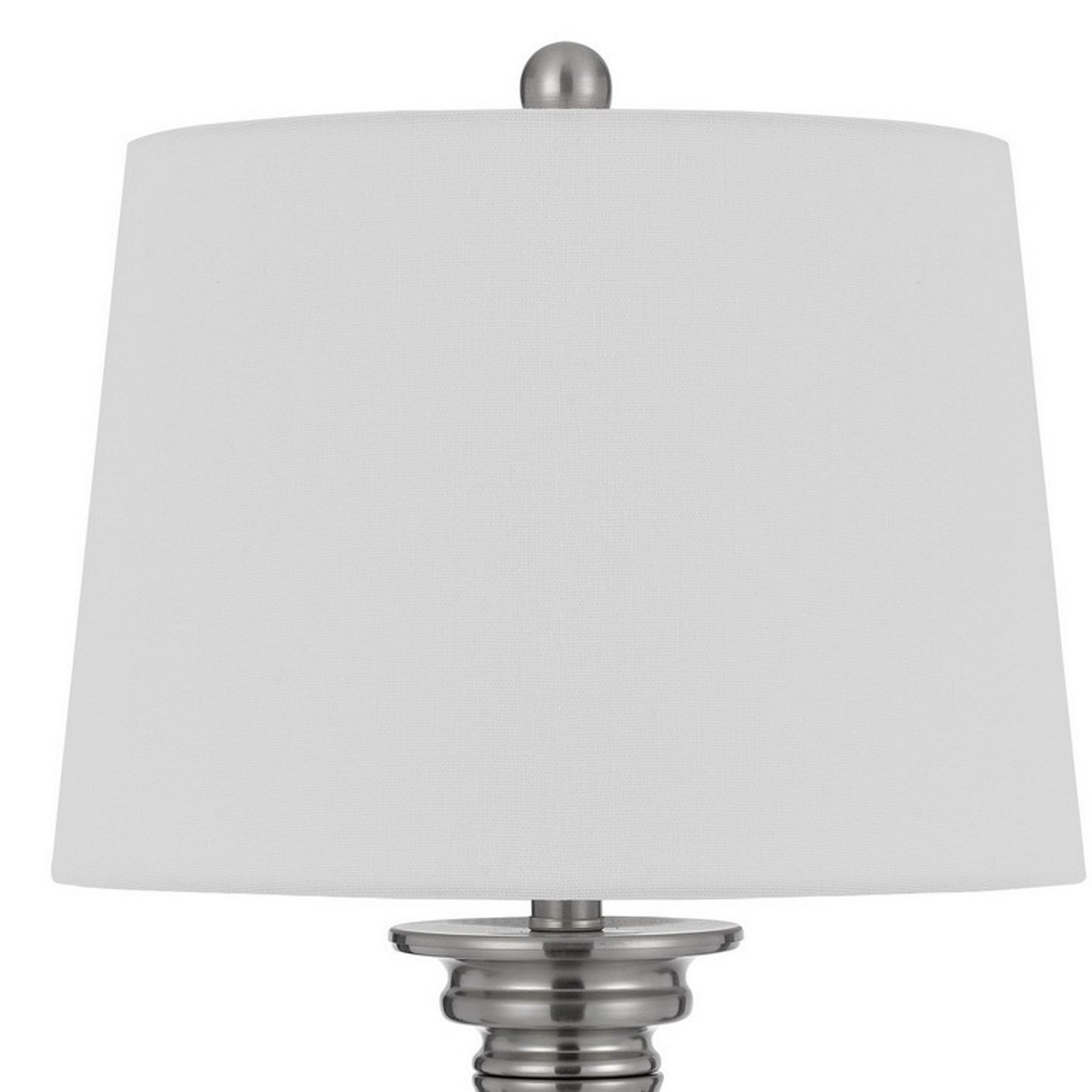 Noah 33 Inch Accent Table Lamp Set of 2 Turned Pedestal Base Silver-zoom-3
