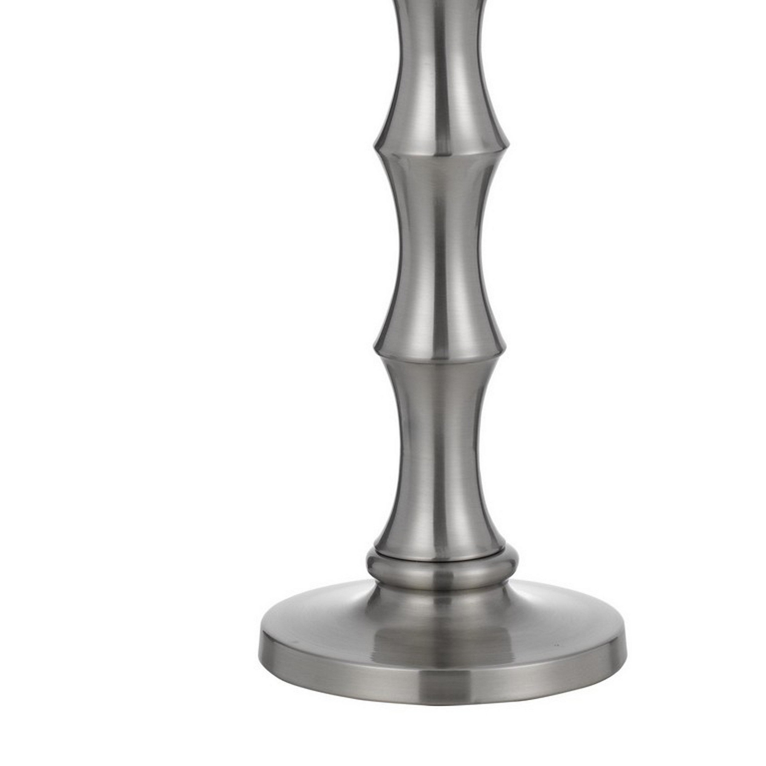 Noah 33 Inch Accent Table Lamp Set of 2 Turned Pedestal Base Silver-zoom-4
