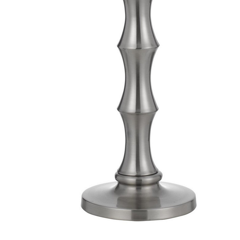 Noah 33 Inch Accent Table Lamp Set of 2 Turned Pedestal Base Silver-zoom-