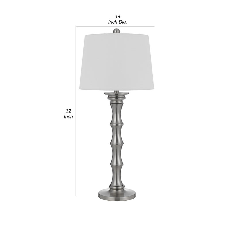 Noah 33 Inch Accent Table Lamp Set of 2 Turned Pedestal Base Silver-zoom-