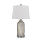 26 Inch Accent Table Lamp Set of 2 Lined Glass Jar Base Metallic Silver