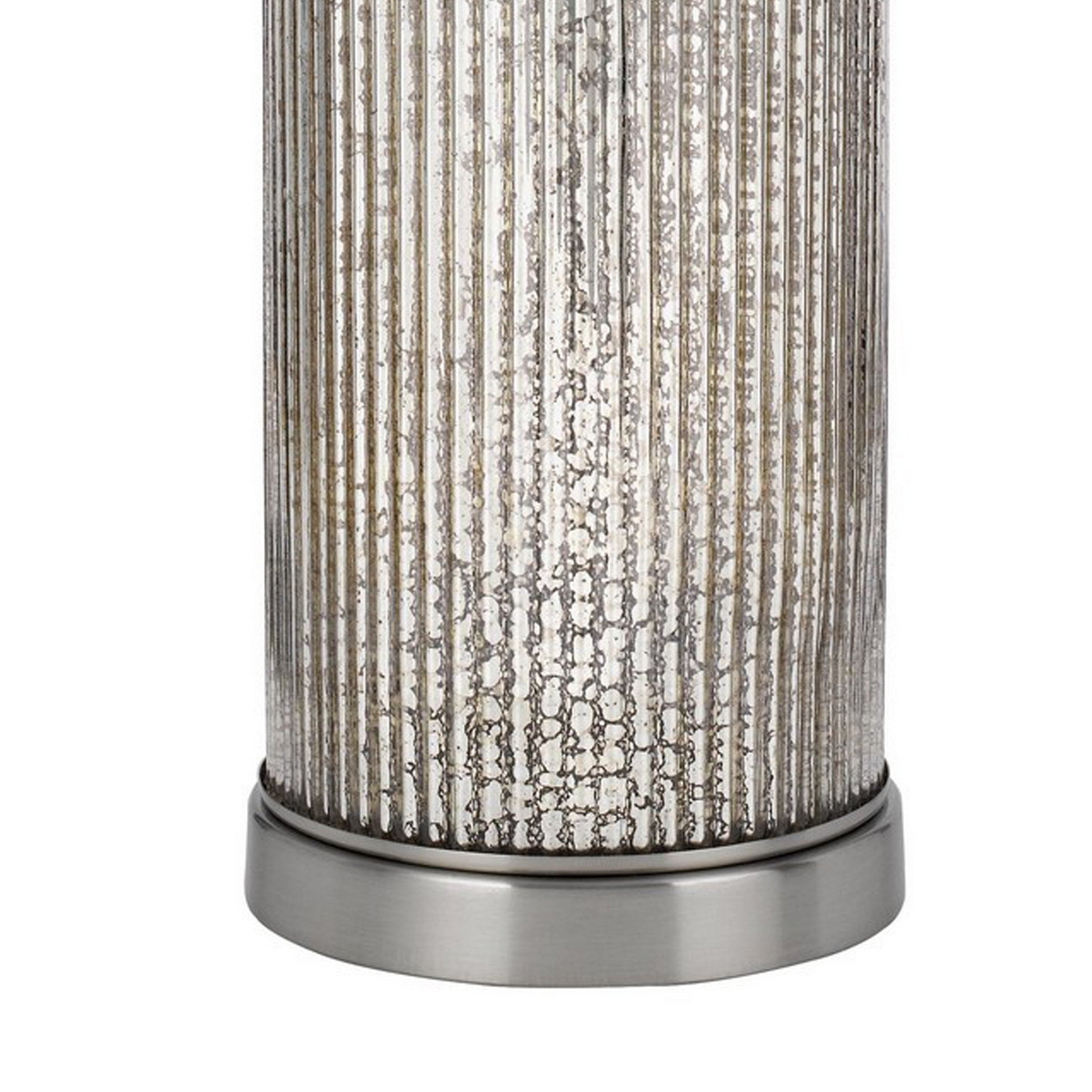 26 Inch Accent Table Lamp Set of 2 Lined Glass Jar Base Metallic Silver-zoom-4