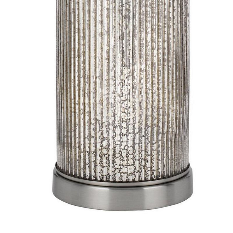 26 Inch Accent Table Lamp Set of 2 Lined Glass Jar Base Metallic Silver-zoom-