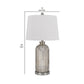 26 Inch Accent Table Lamp Set of 2 Lined Glass Jar Base Metallic Silver