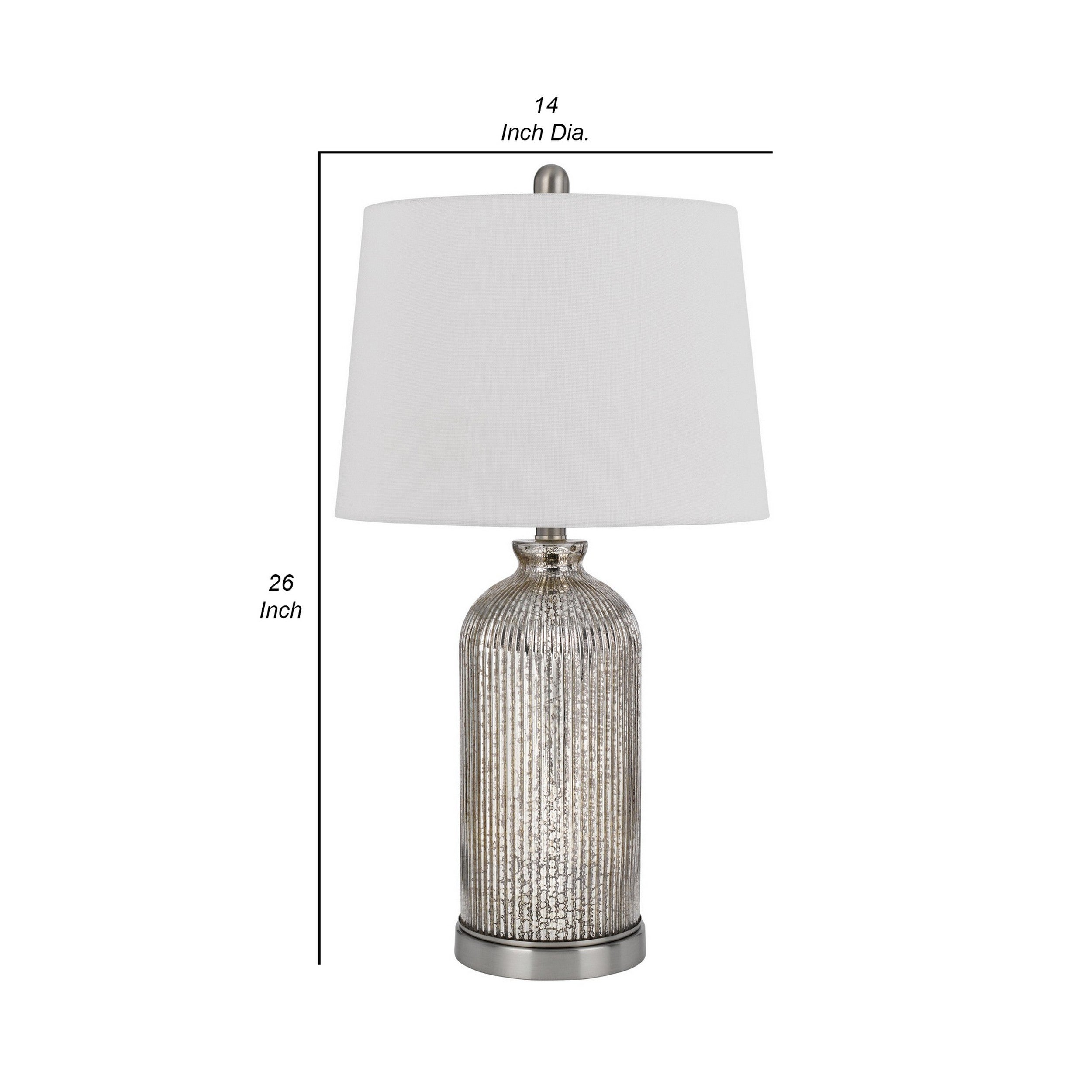 26 Inch Accent Table Lamp Set of 2 Lined Glass Jar Base Metallic Silver-zoom-5