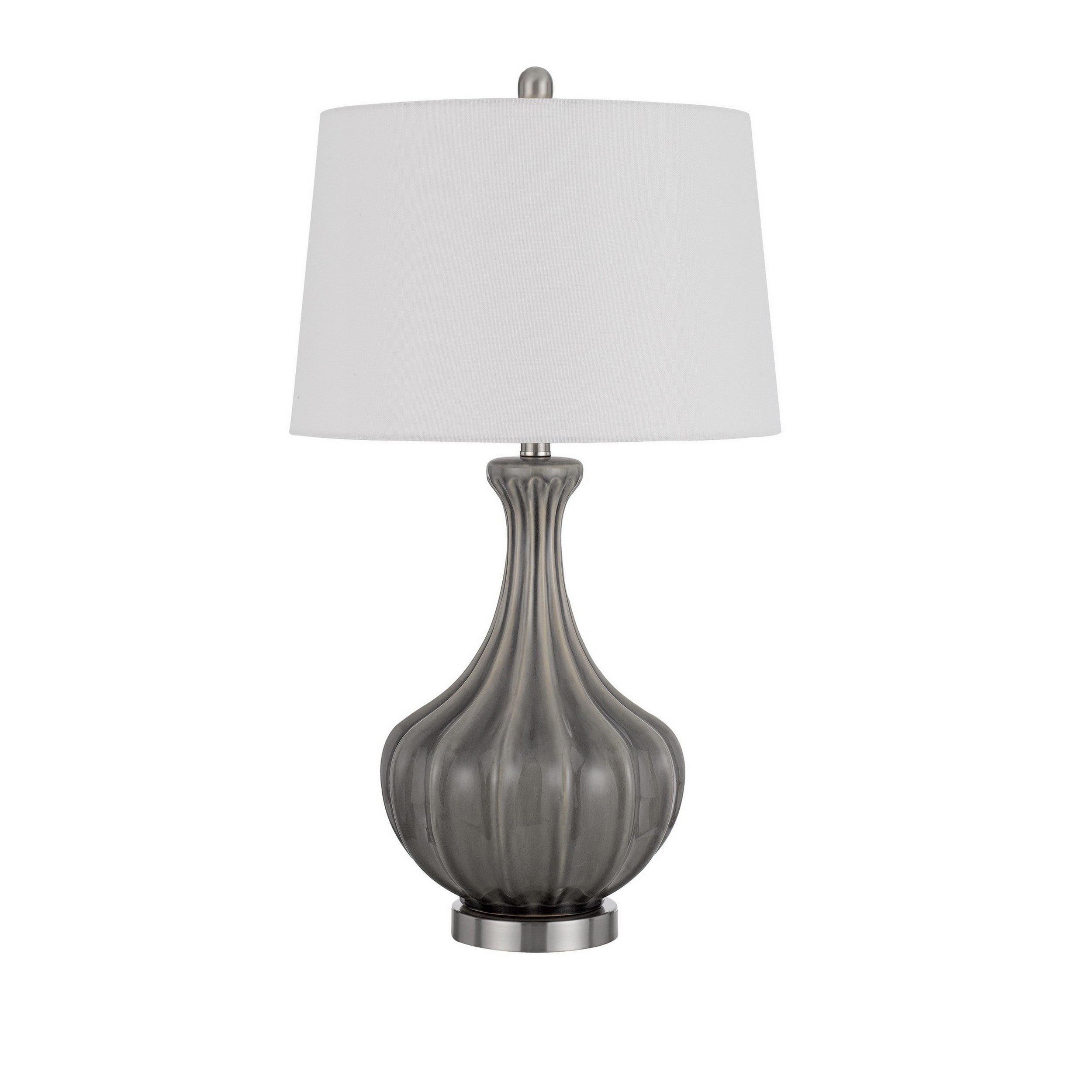 29 Inch Accent Table Lamp Set of 2 Elegant Tapered Glass Base Slate Gray-zoom-2