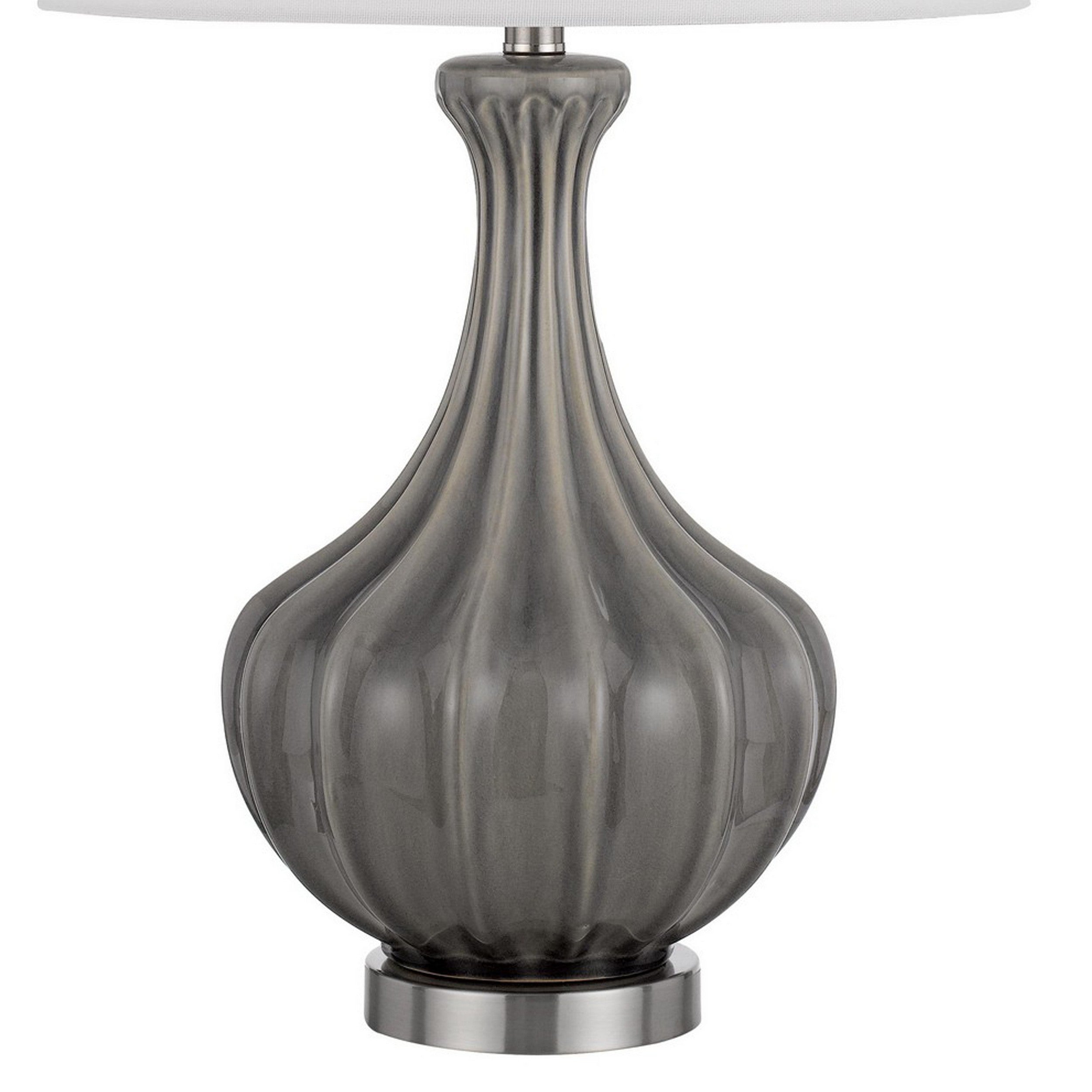 29 Inch Accent Table Lamp Set of 2 Elegant Tapered Glass Base Slate Gray-zoom-3