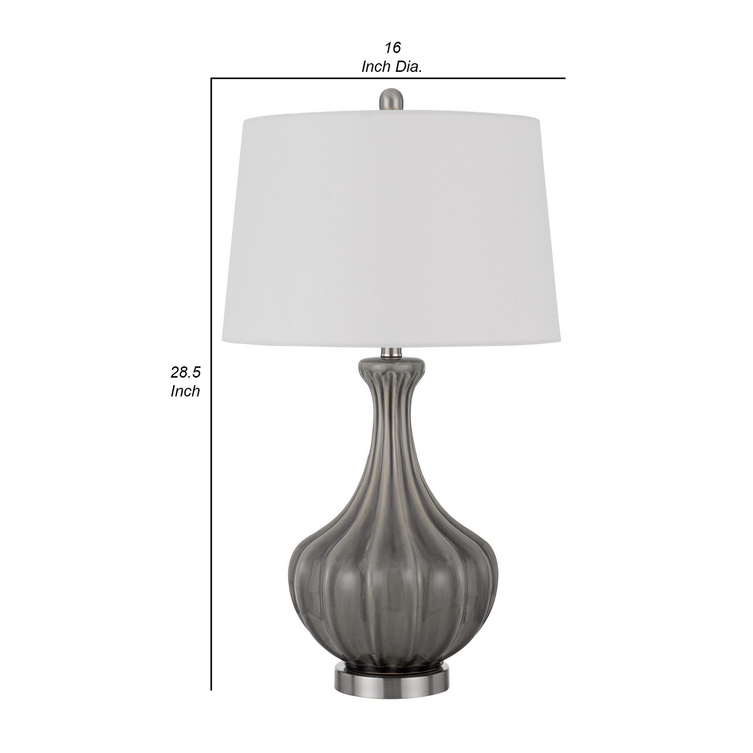 29 Inch Accent Table Lamp Set of 2 Elegant Tapered Glass Base Slate Gray-zoom-4