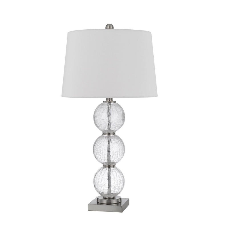 29 Inch Accent Table Lamp Set of 2 Stacked Crackle Glass balls Silver-zoom-
