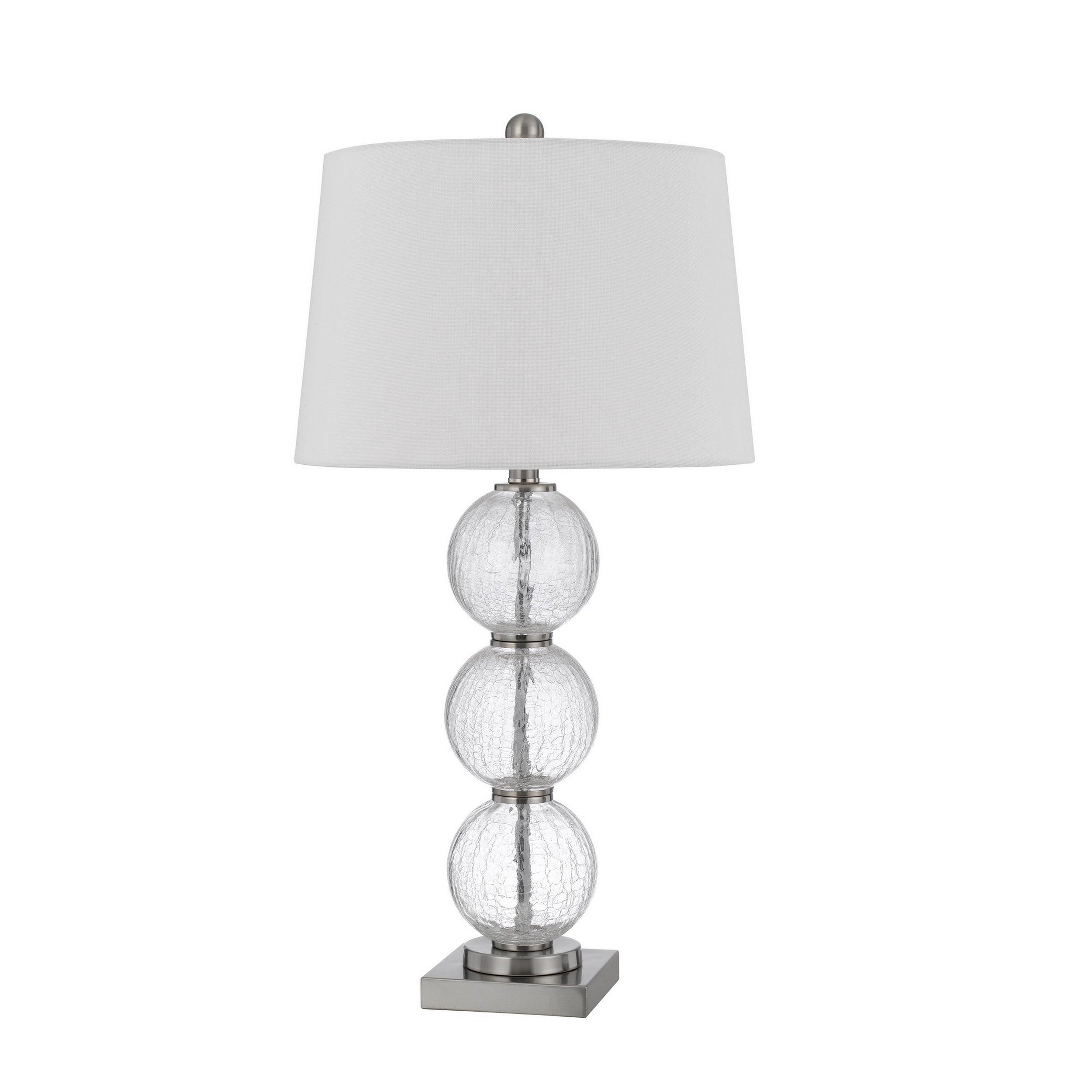 29 Inch Accent Table Lamp Set of 2 Stacked Crackle Glass balls Silver-zoom-2