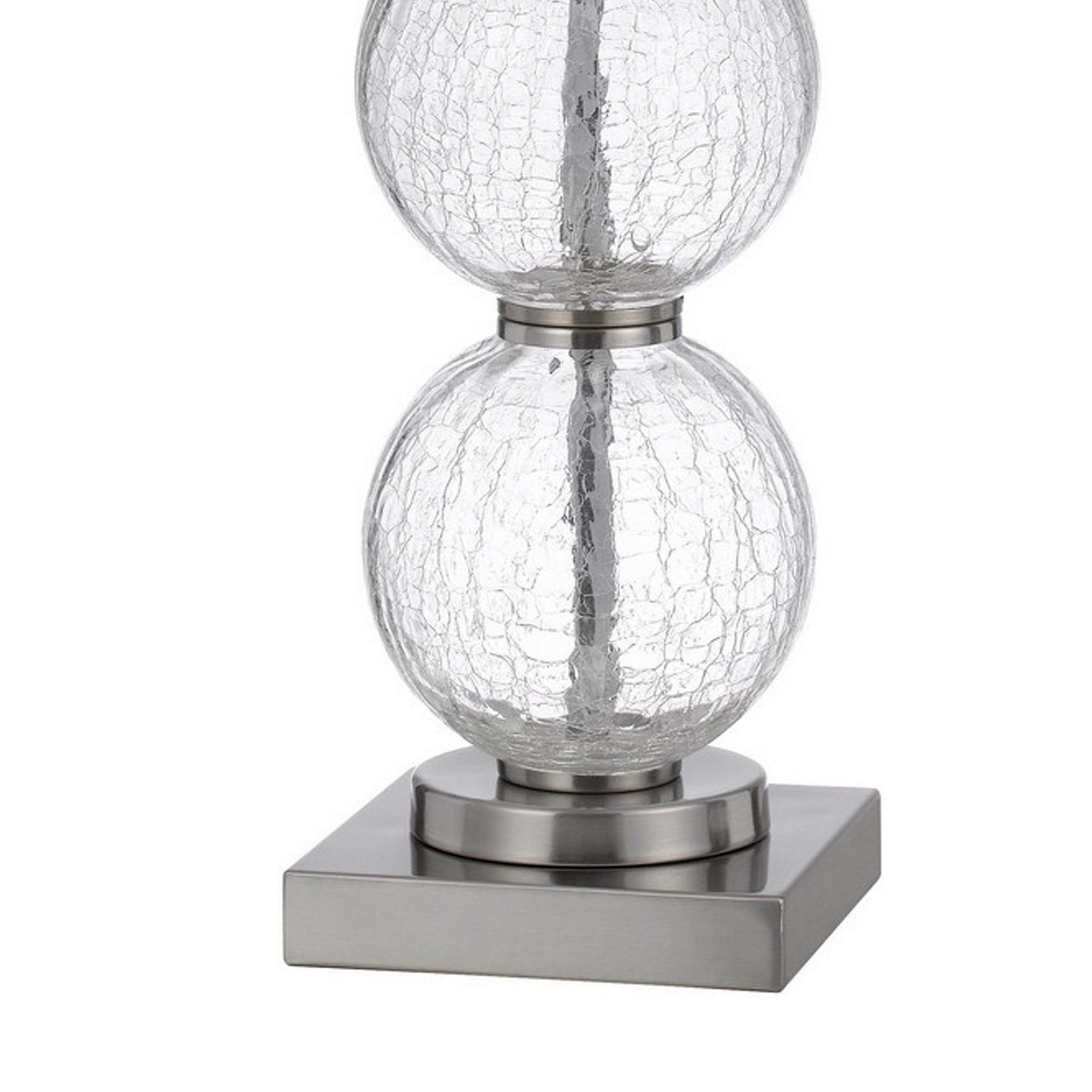 29 Inch Accent Table Lamp Set of 2 Stacked Crackle Glass balls Silver-zoom-4