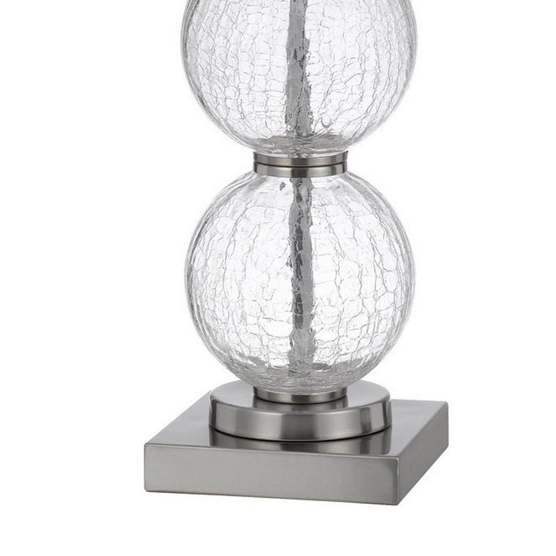 29 Inch Accent Table Lamp Set of 2 Stacked Crackle Glass balls Silver-zoom-
