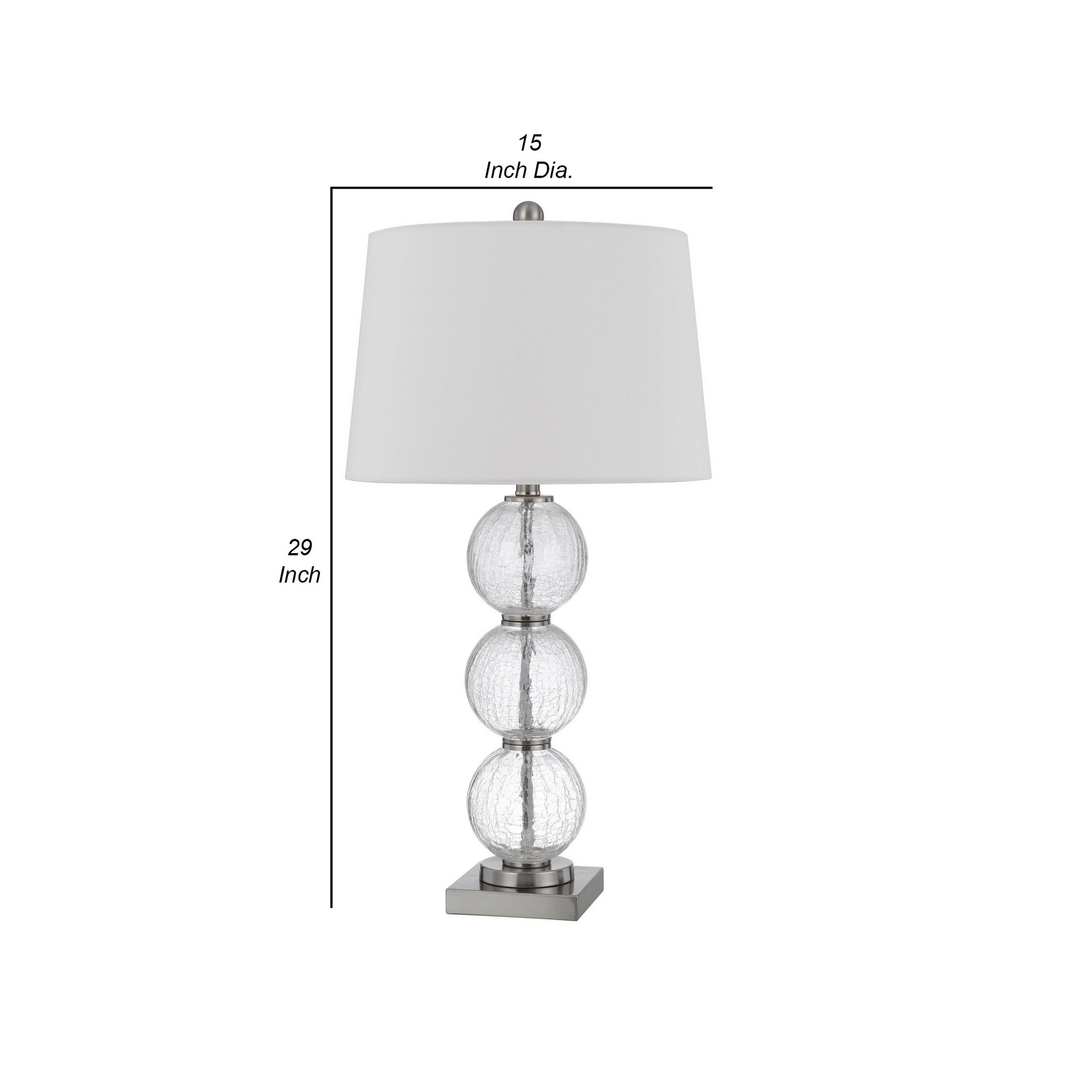 29 Inch Accent Table Lamp Set of 2 Stacked Crackle Glass balls Silver-zoom-5
