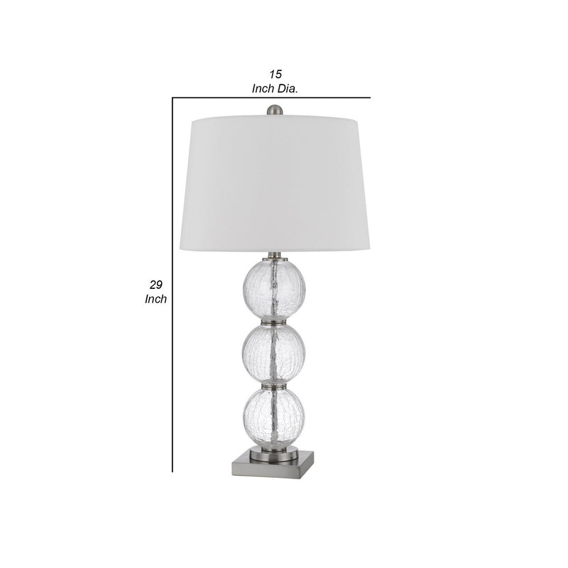 29 Inch Accent Table Lamp Set of 2 Stacked Crackle Glass balls Silver-zoom-