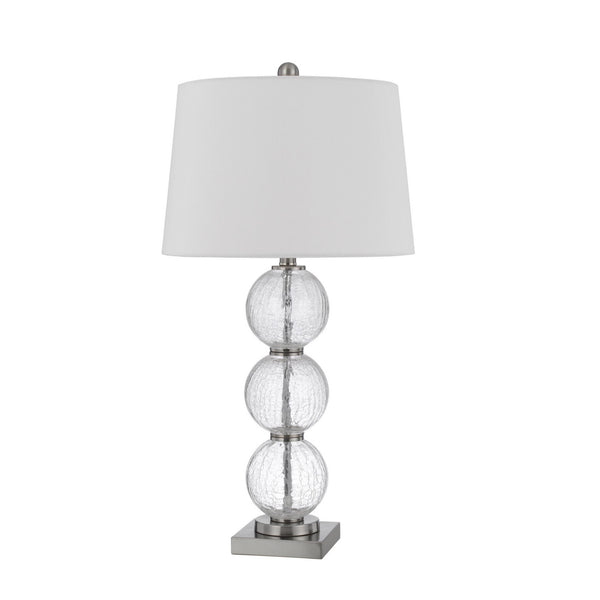 29 Inch Accent Table Lamp Set of 2 Stacked Crackle Glass balls Silver