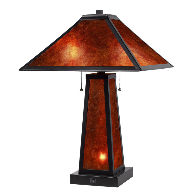 24 Inch Elegant Mica Table Lamp With Night Light Pull Chain Switch-zoom-