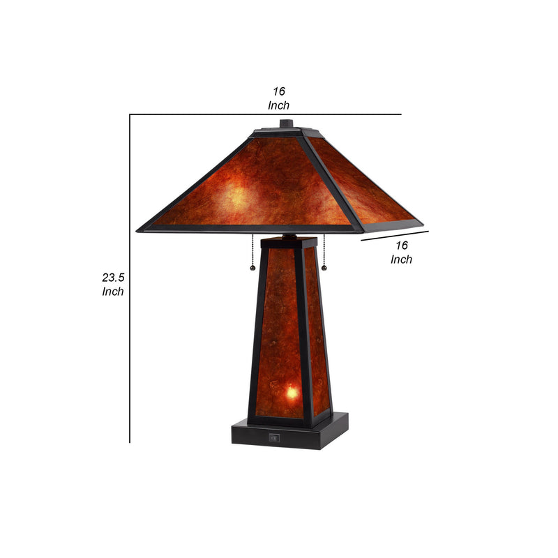 24 Inch Elegant Mica Table Lamp With Night Light Pull Chain Switch-zoom-