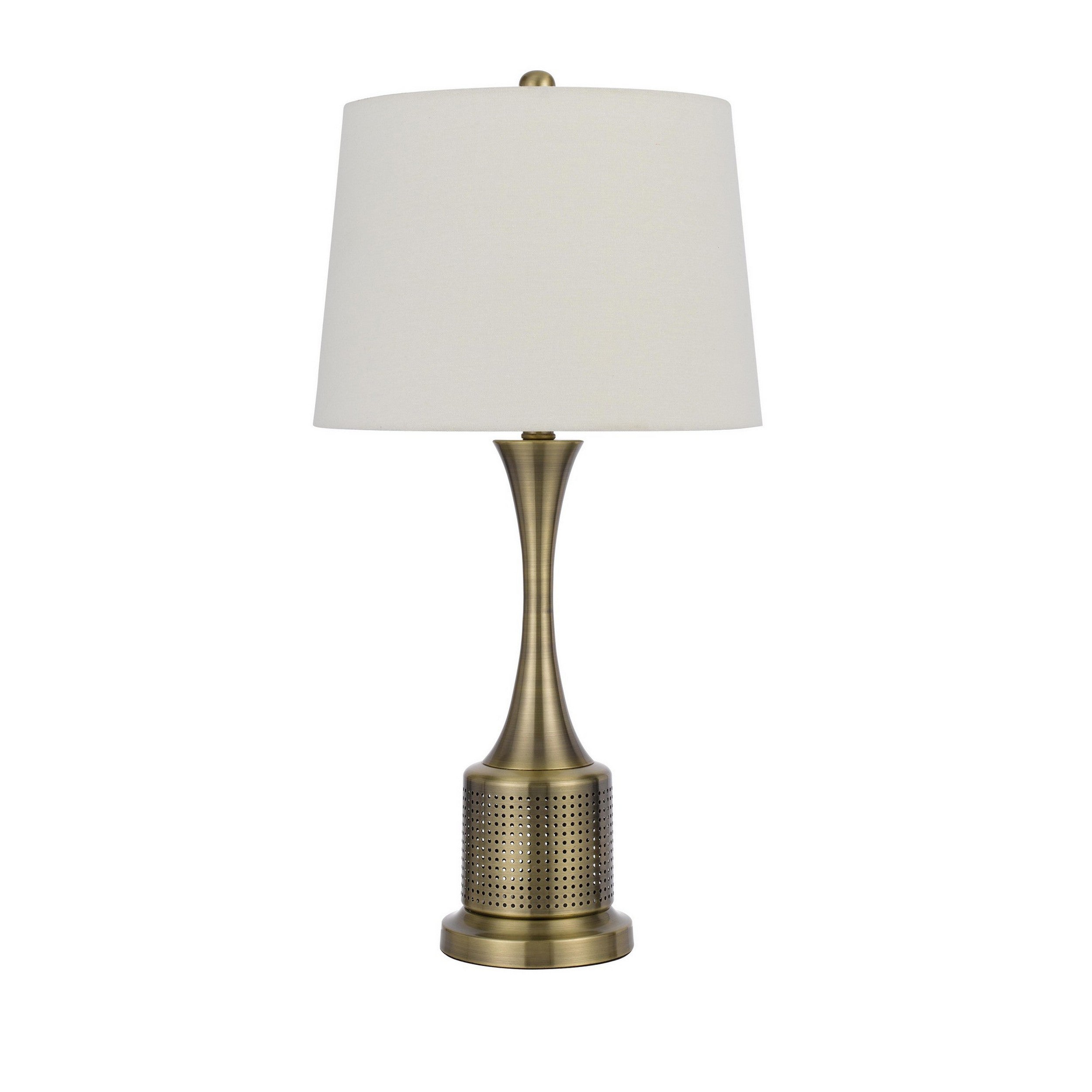 28 Inch Modern Table Lamp Hardback Fabric Shade Set of 2 Antique Brass-zoom-2