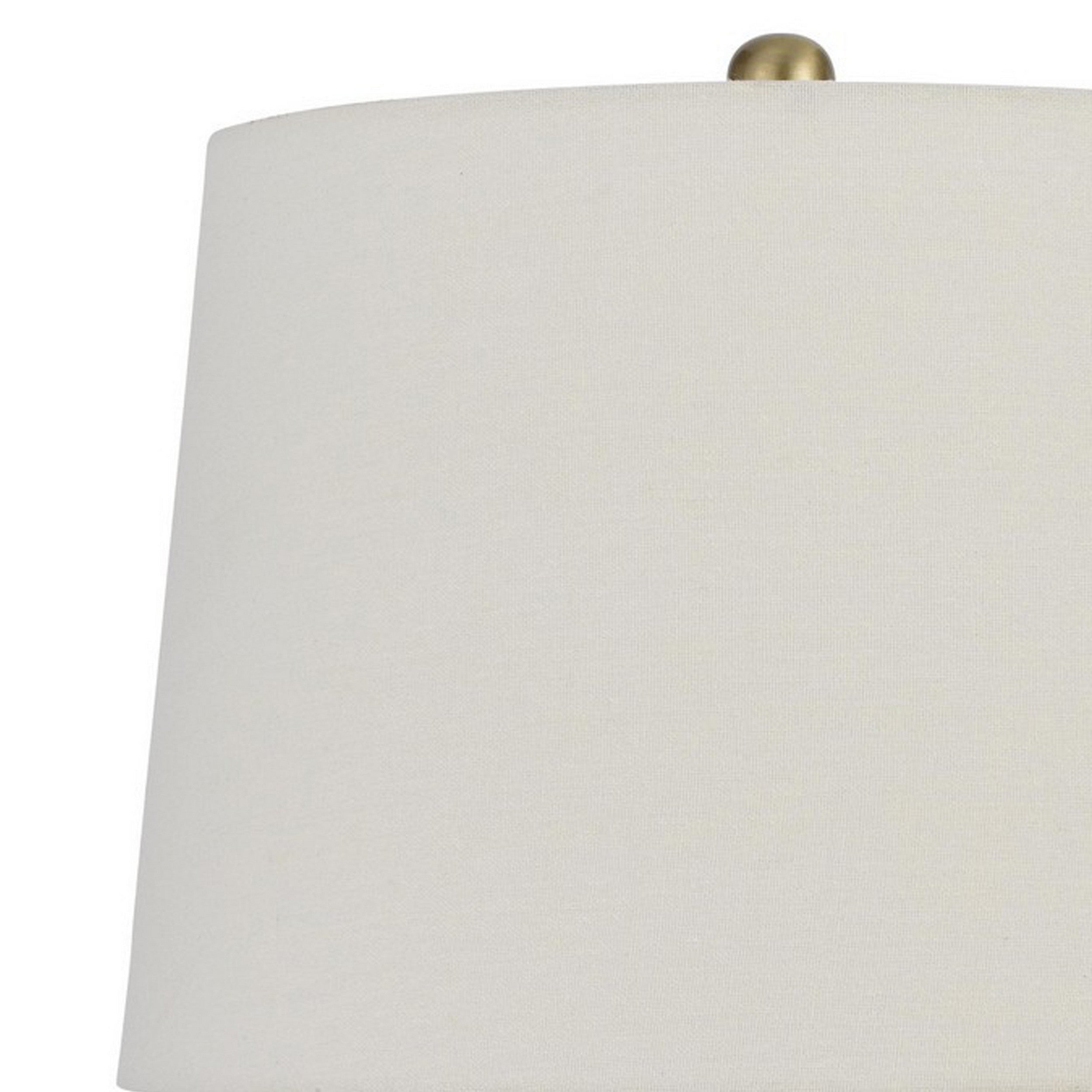 28 Inch Modern Table Lamp Hardback Fabric Shade Set of 2 Antique Brass-zoom-3