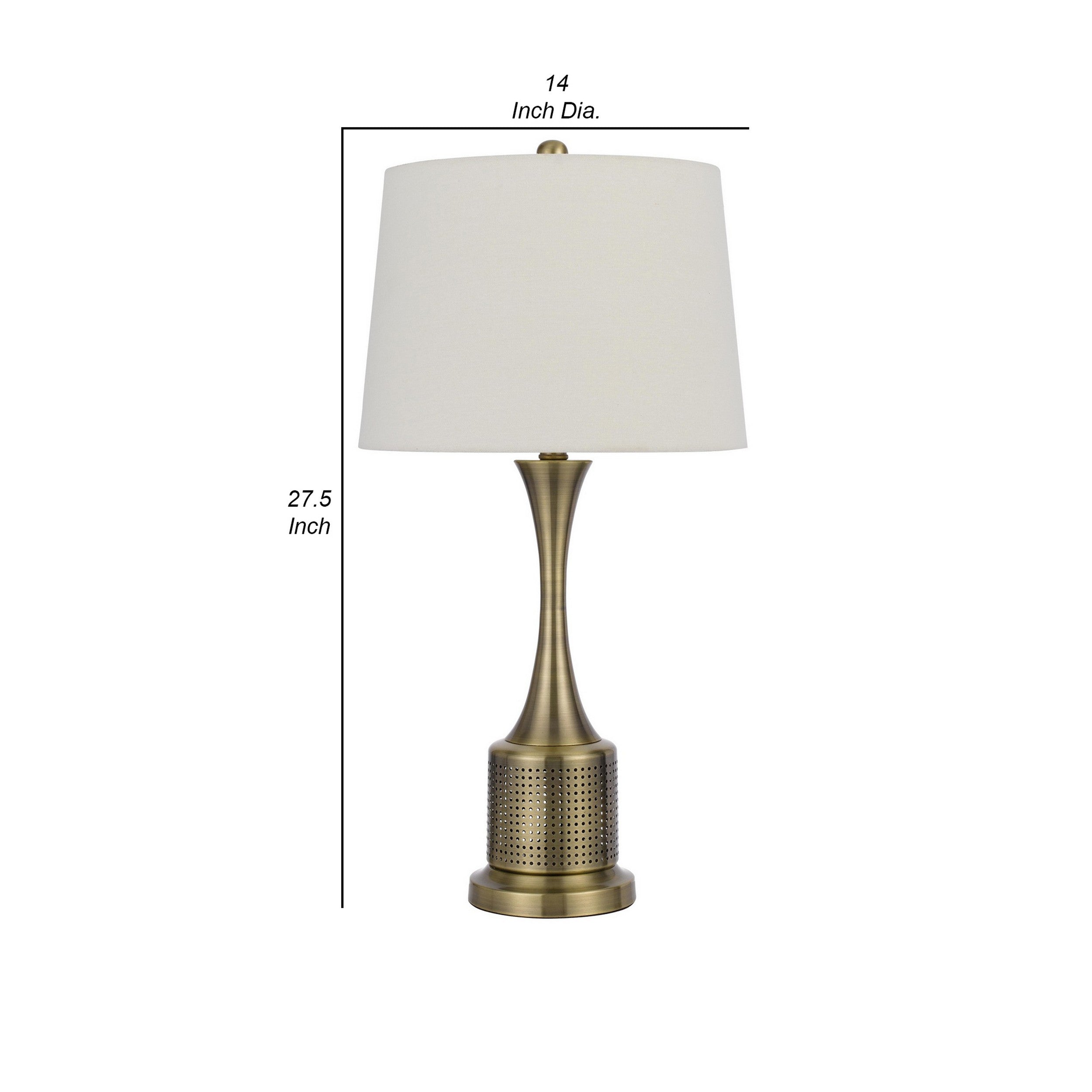 28 Inch Modern Table Lamp Hardback Fabric Shade Set of 2 Antique Brass-zoom-5