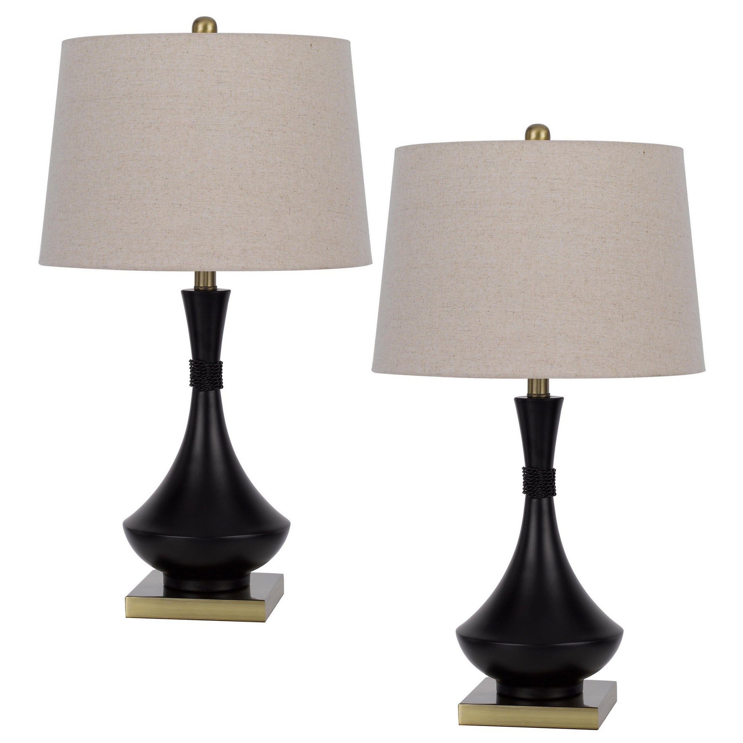 27 Inch Modern Table Lamp Metal Base Set of 2 Black Antique Brass-zoom-1