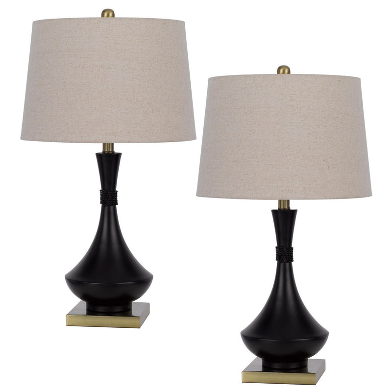 27 Inch Modern Table Lamp Metal Base Set of 2 Black Antique Brass-zoom-