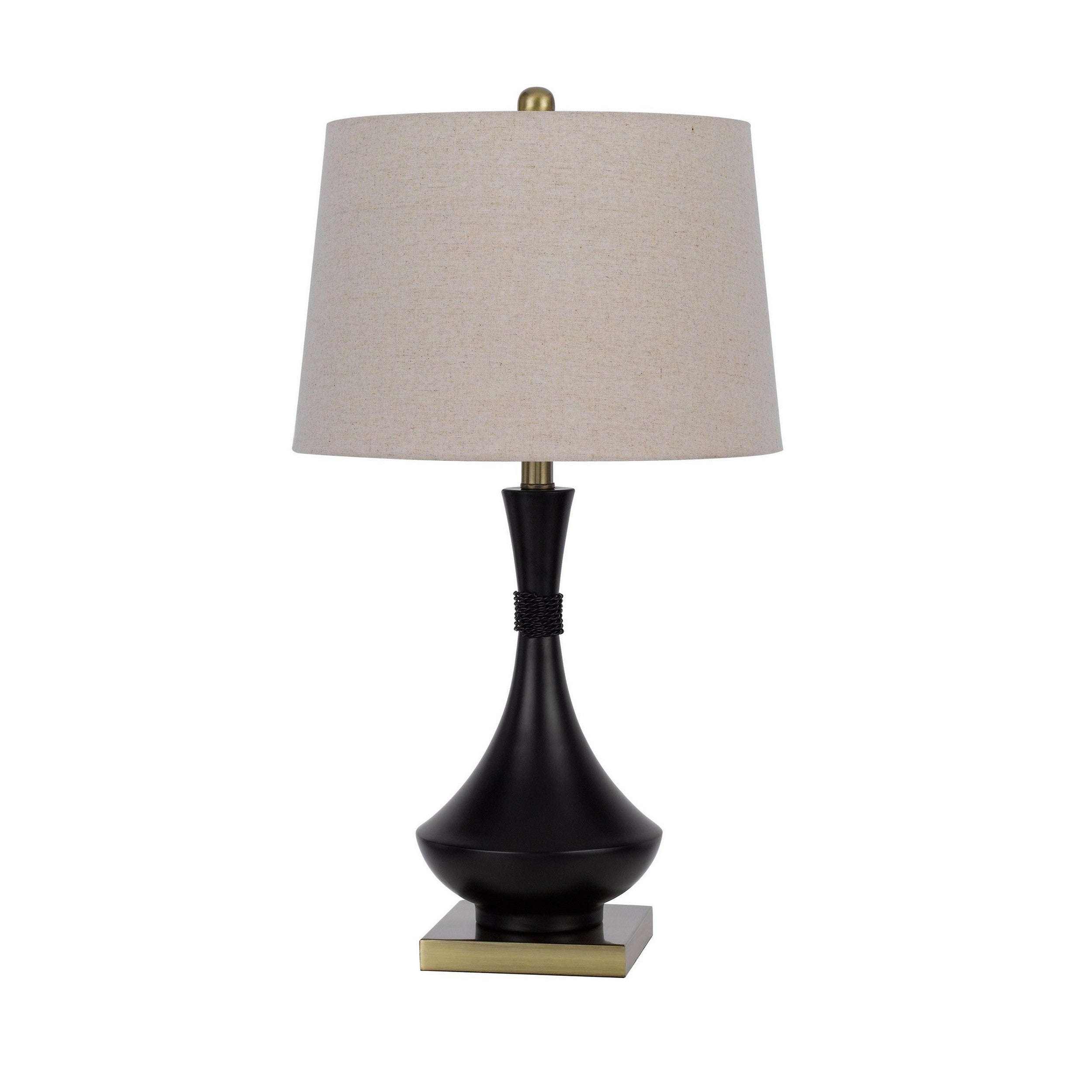 27 Inch Modern Table Lamp Metal Base Set of 2 Black Antique Brass-zoom-2