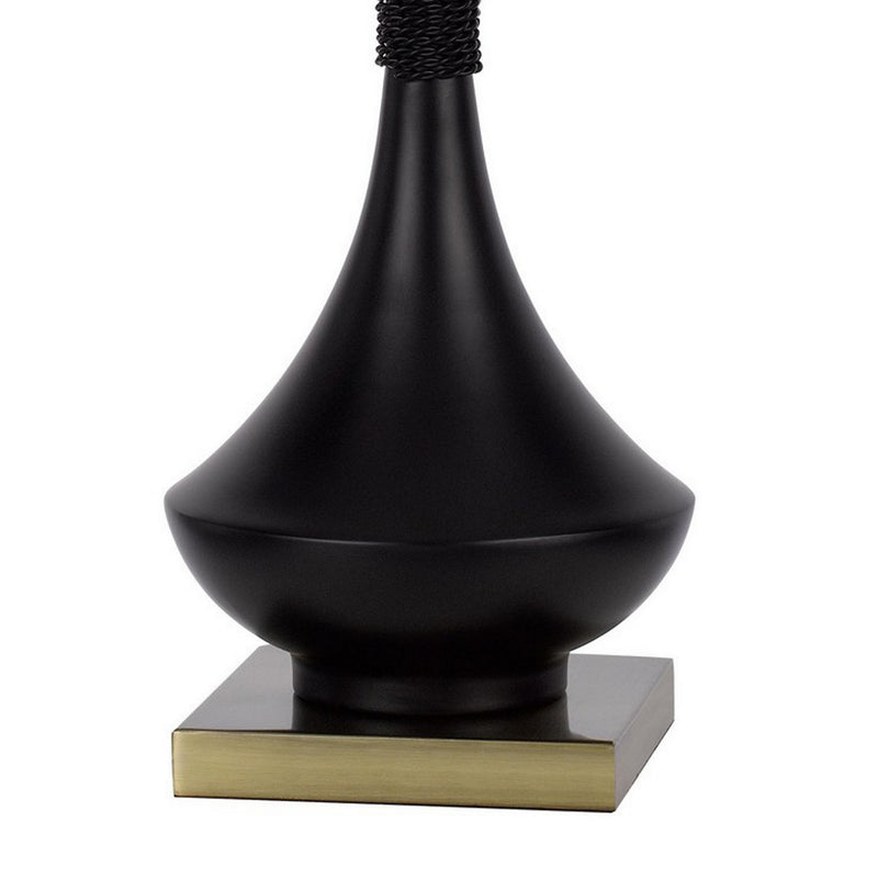 27 Inch Modern Table Lamp Metal Base Set of 2 Black Antique Brass-zoom-