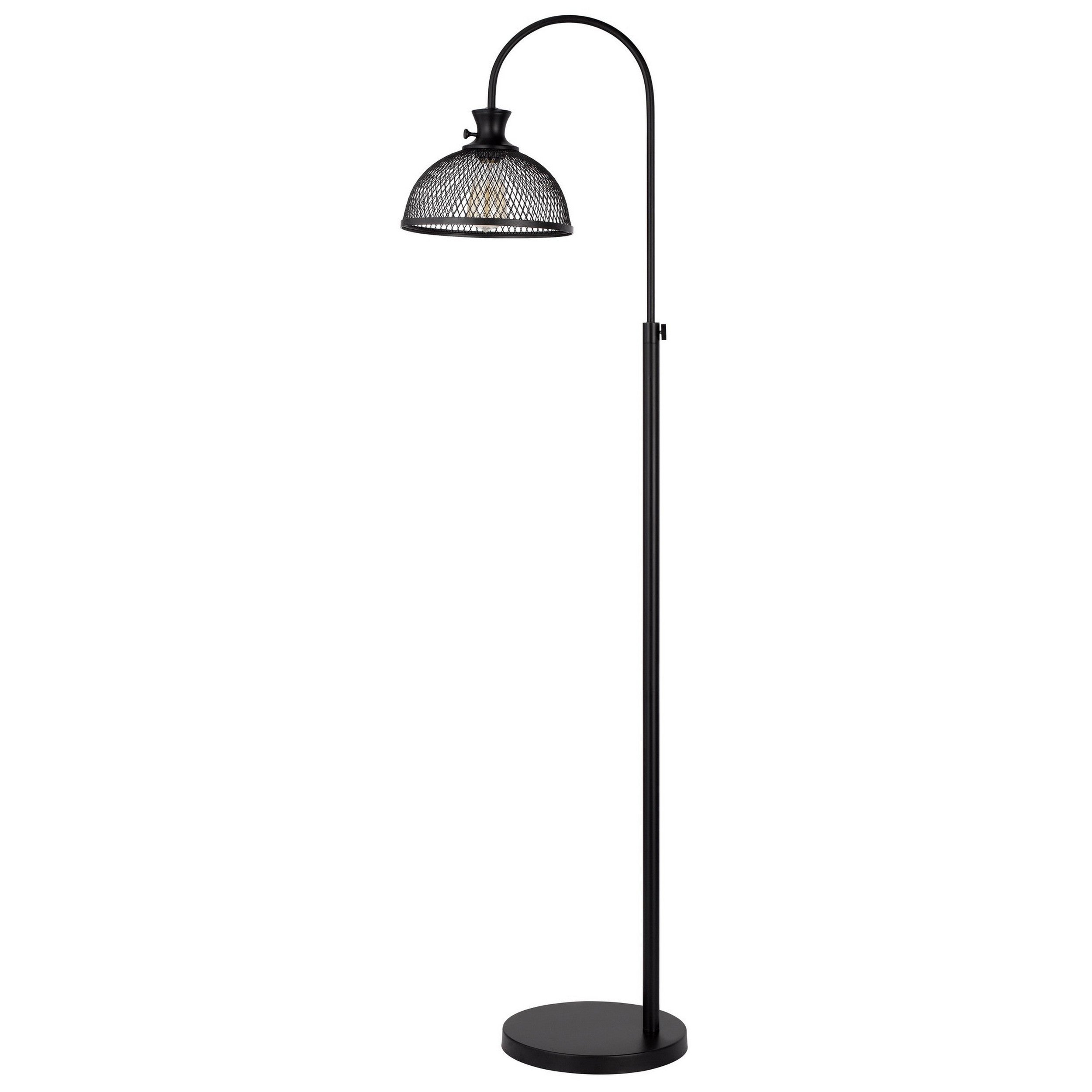 61 Inch Modern Floor Lamp Hanging Mesh Shade Metal Base Black-zoom-1