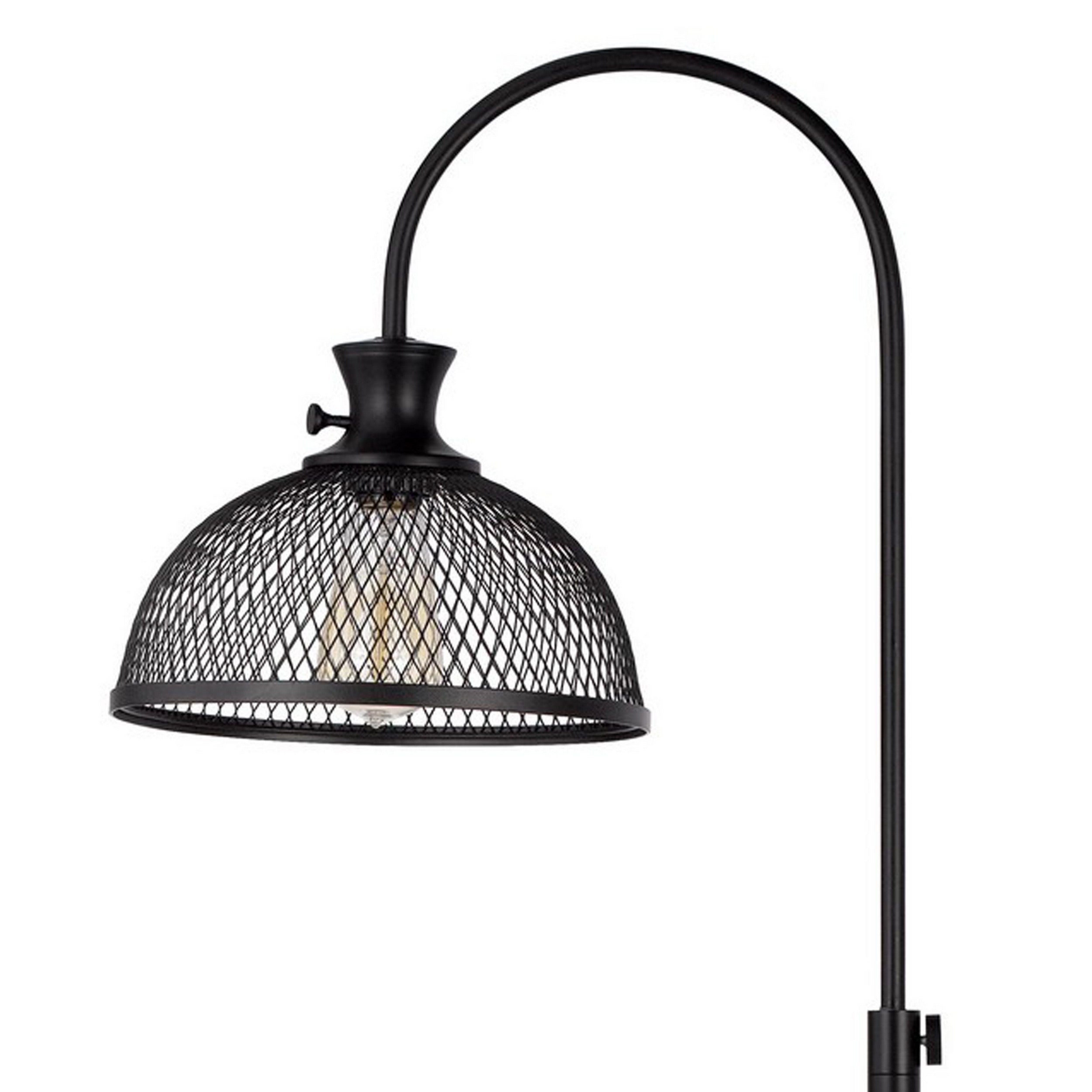 61 Inch Modern Floor Lamp Hanging Mesh Shade Metal Base Black-zoom-2