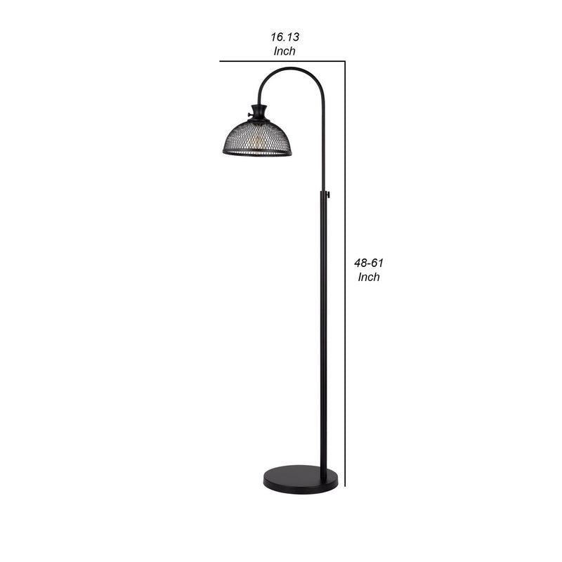 61 Inch Modern Floor Lamp Hanging Mesh Shade Metal Base Black-zoom-