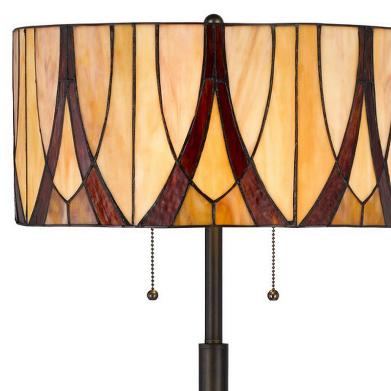 Eli 60 Inch Tiffany Style Floor Lamp Glass Shade Metal Base Antique Bronze-zoom-