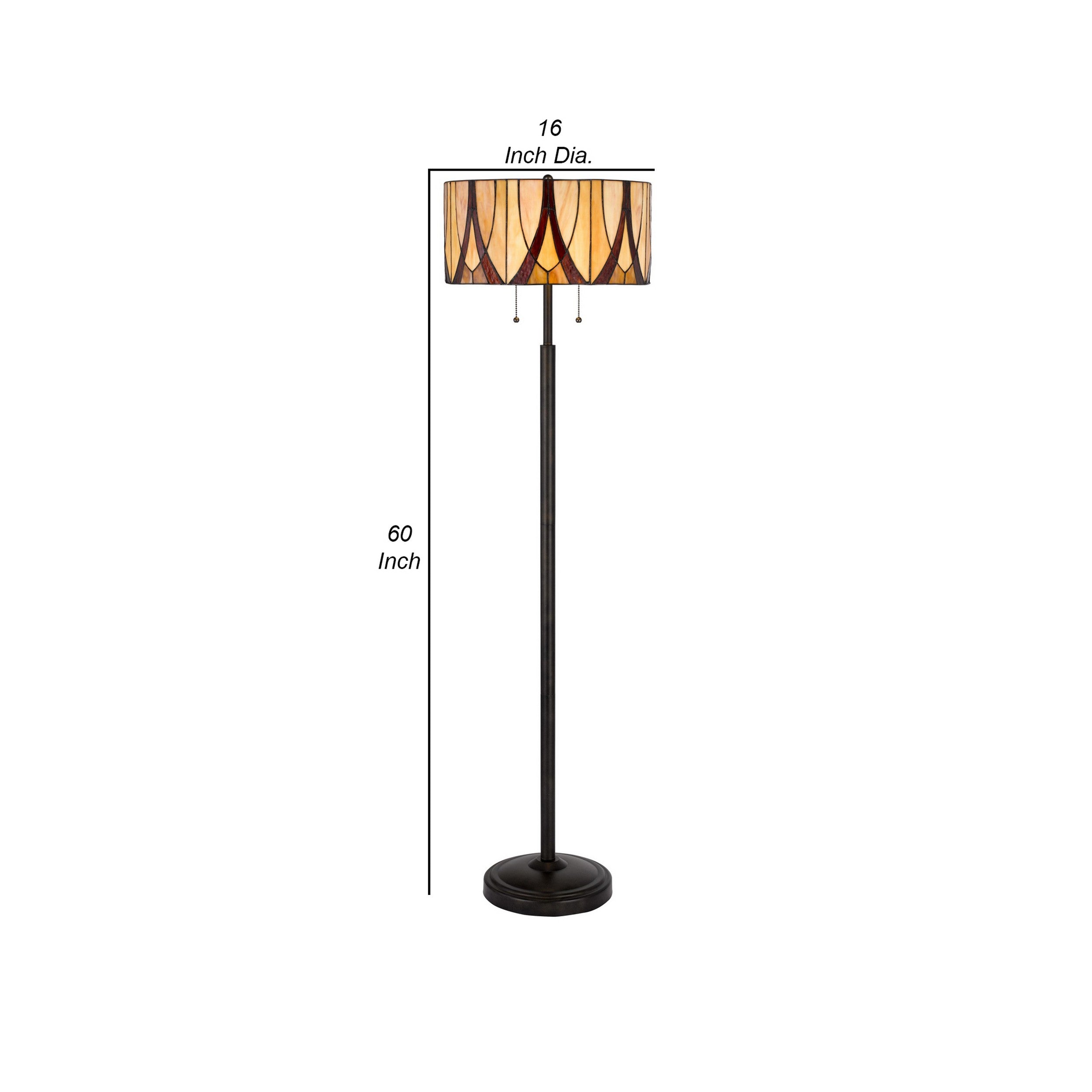 Eli 60 Inch Tiffany Style Floor Lamp Glass Shade Metal Base Antique Bronze-zoom-5