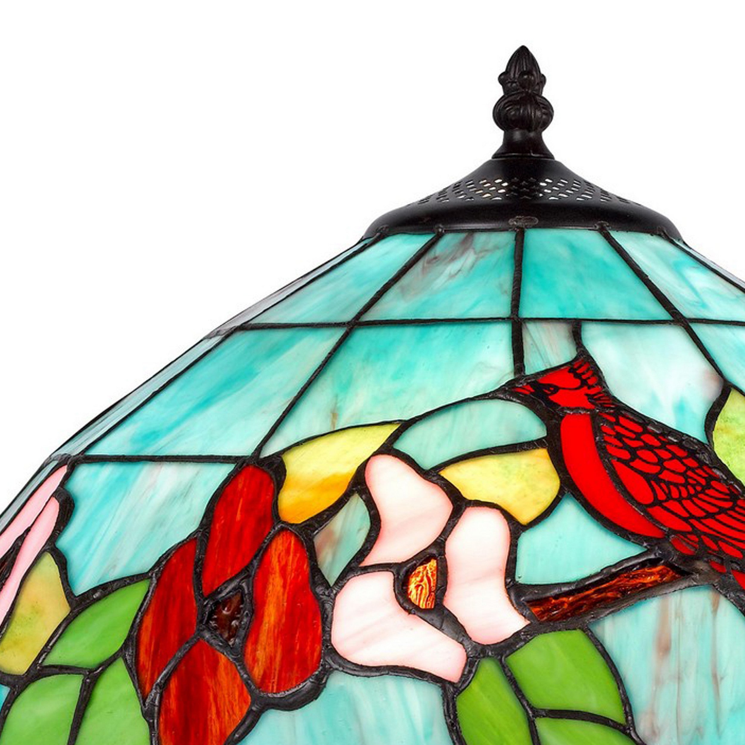 22 Inch Classic Table Lamp Bird Art Stained Glass Shade Antique Bronze-zoom-2