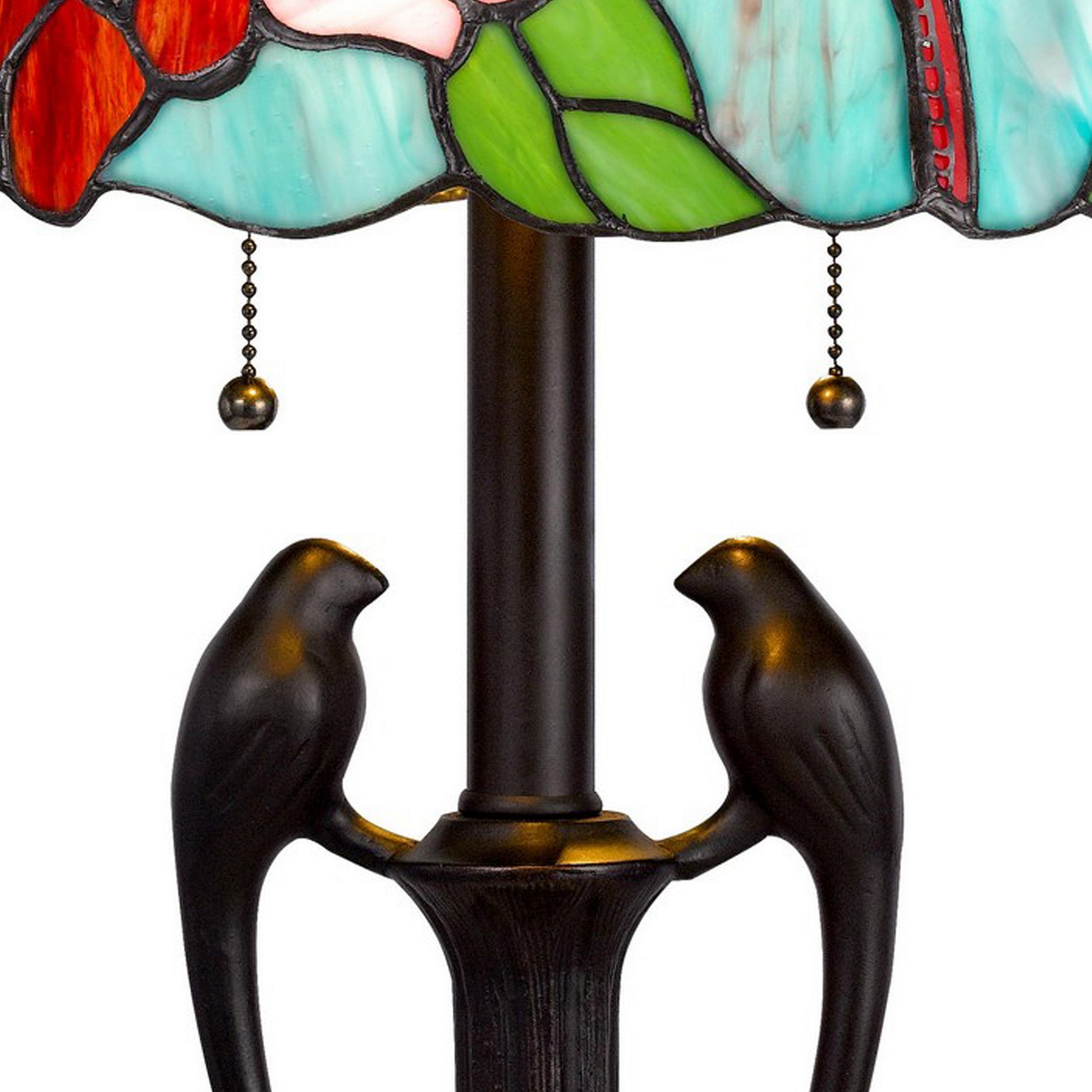 22 Inch Classic Table Lamp Bird Art Stained Glass Shade Antique Bronze-zoom-3