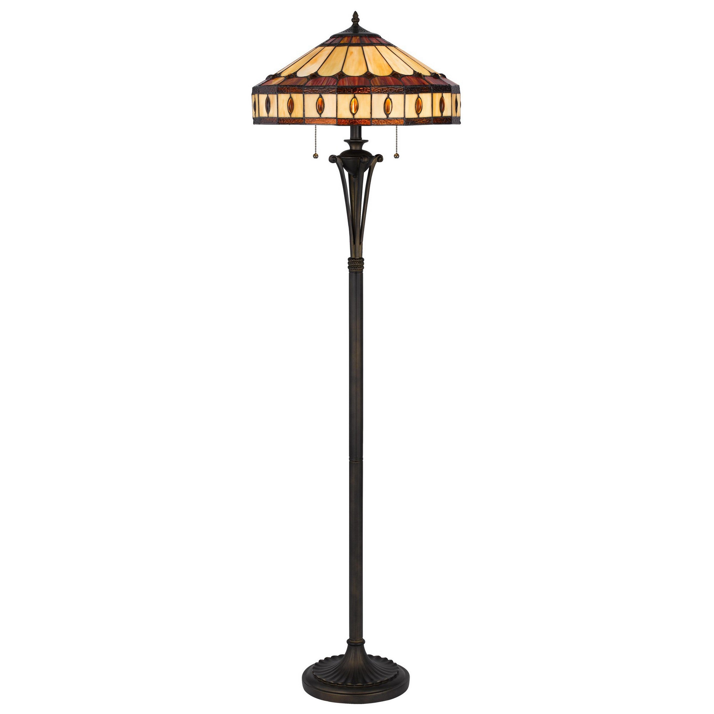 Xia 61 Inch Tiffany Style Vintage Floor Lamp Glass Shade Antique Bronze-zoom-1