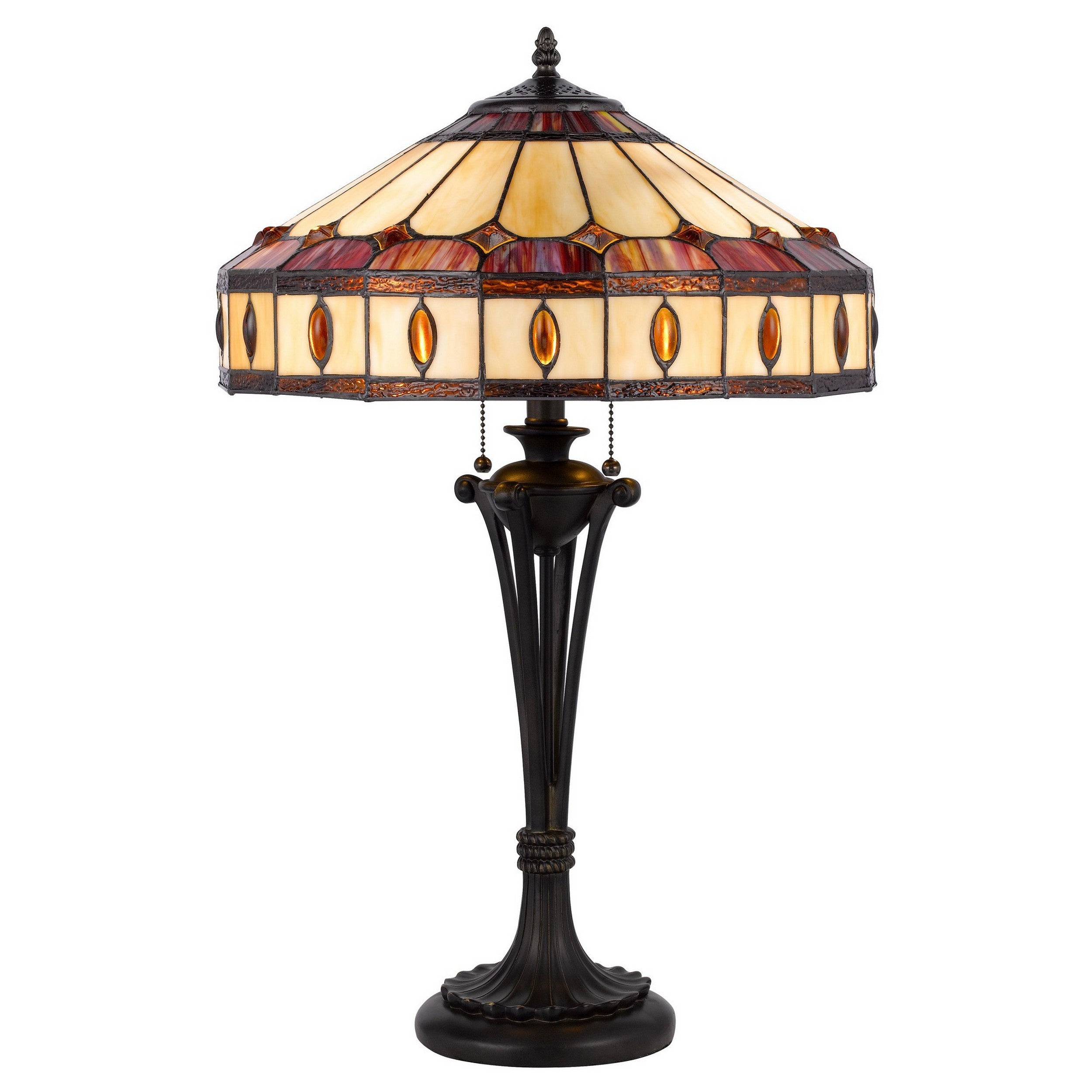 Xia 26 Inch Tiffany Style Vintage Table Lamp Glass Shade Antique Bronze-zoom-1