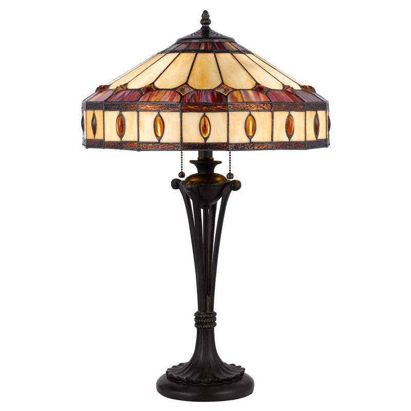 Xia 26 Inch Tiffany Style Vintage Table Lamp Glass Shade Antique Bronze-zoom-
