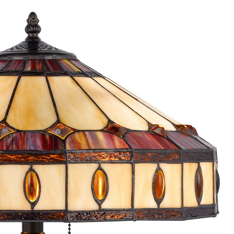 Xia 26 Inch Tiffany Style Vintage Table Lamp Glass Shade Antique Bronze-zoom-