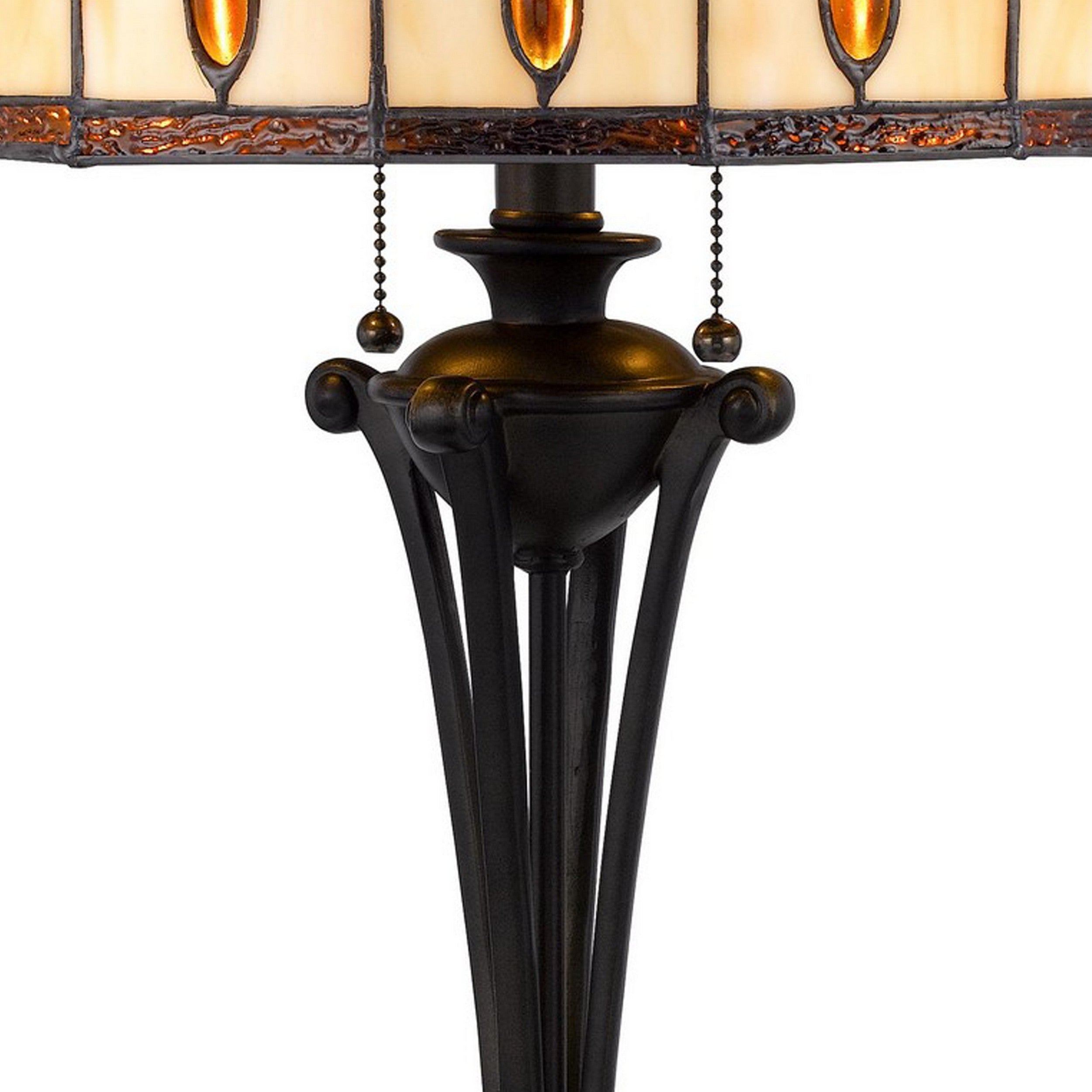 Xia 26 Inch Tiffany Style Vintage Table Lamp Glass Shade Antique Bronze-zoom-3
