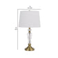 25 Inch Modern Table Lamp Hardback Fabric Shade Glass Body Antique Brass
