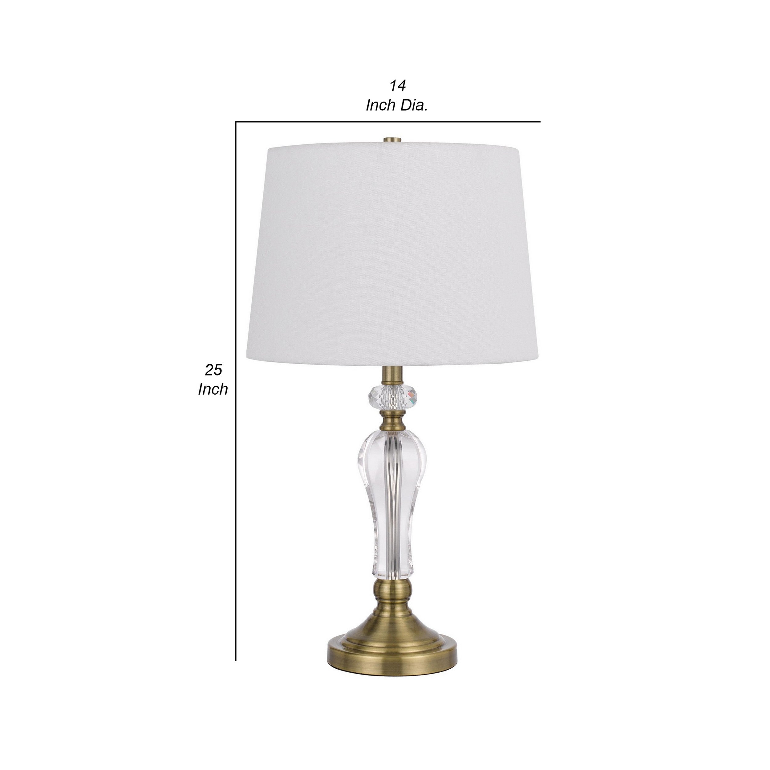 25 Inch Modern Table Lamp Hardback Fabric Shade Glass Body Antique Brass-zoom-5