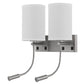 Liam 24 Inch Modern Wall Lamp Hardback Fabric Shade 2 Led Metal Silver