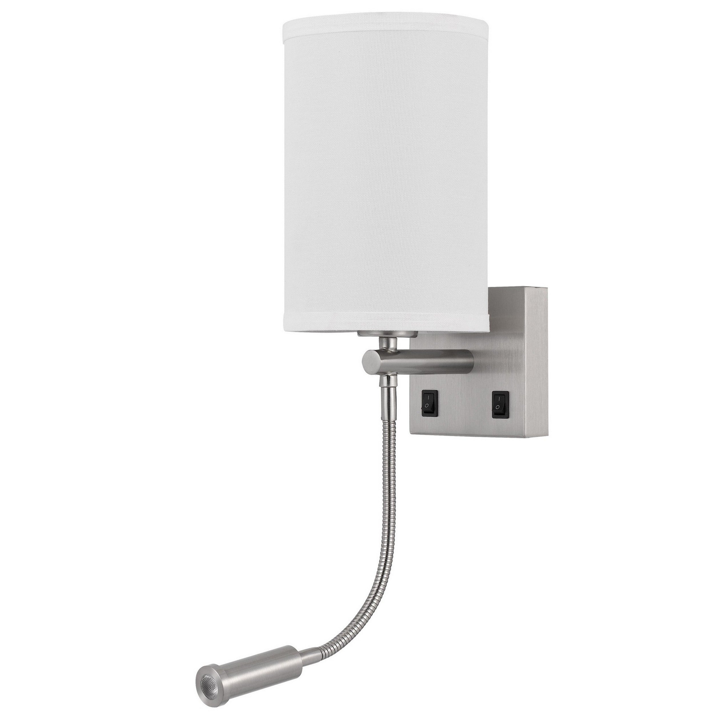 Liam 25 Inch Modern Wall Lamp Hardback Fabric Shade 1 Led Metal Silver-zoom-1