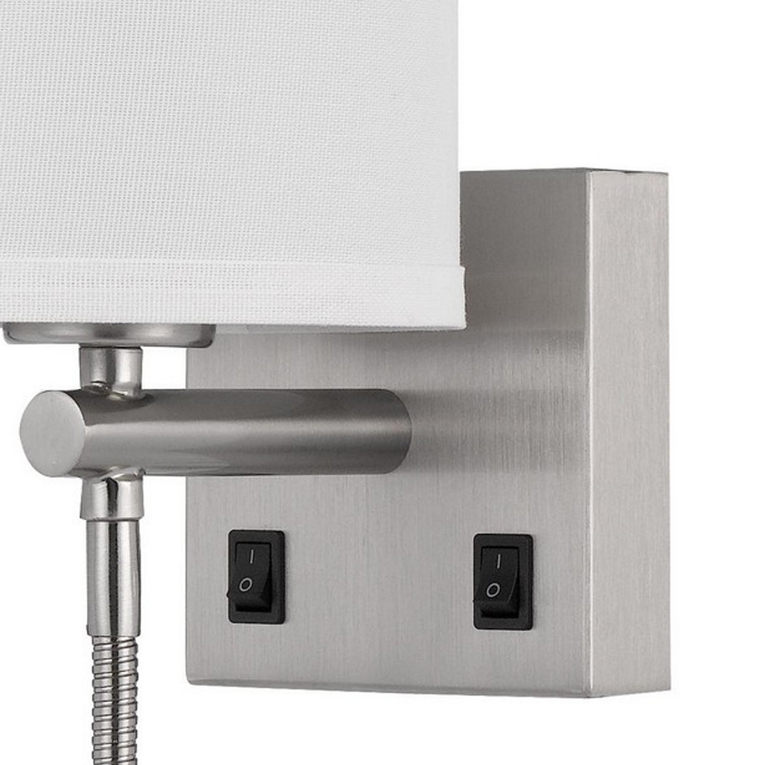 Liam 25 Inch Modern Wall Lamp Hardback Fabric Shade 1 Led Metal Silver-zoom-4